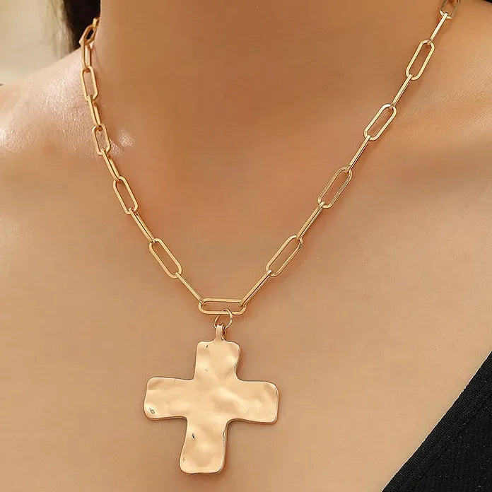Irregular Cross Geometric Pendant Necklace Women Zinc Alloy Choker 2025