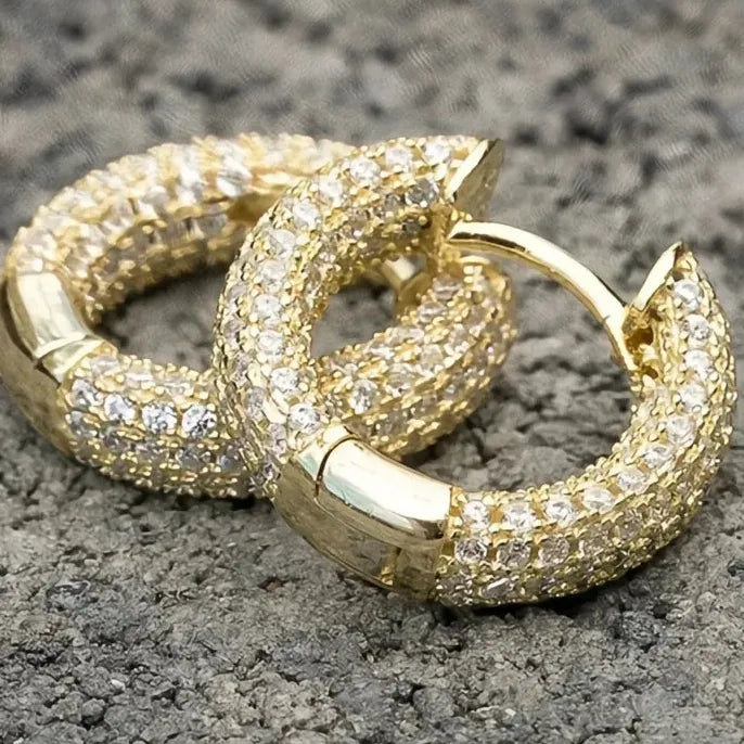 Luxury Women Small Hoop Earrings Micro Paved CZ Stones Copper Fashion Jewelry