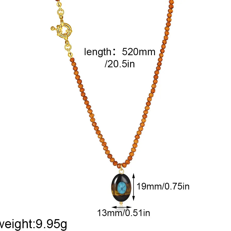 Handmade Multi Colored Bead Zircon Crystal Choker Necklace Boho Gift Jewelry