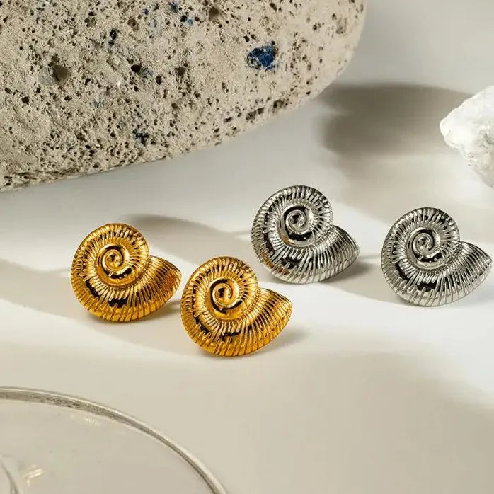 Bohemian Stainless Steel Animal Conch Stud Earrings for Women Gift