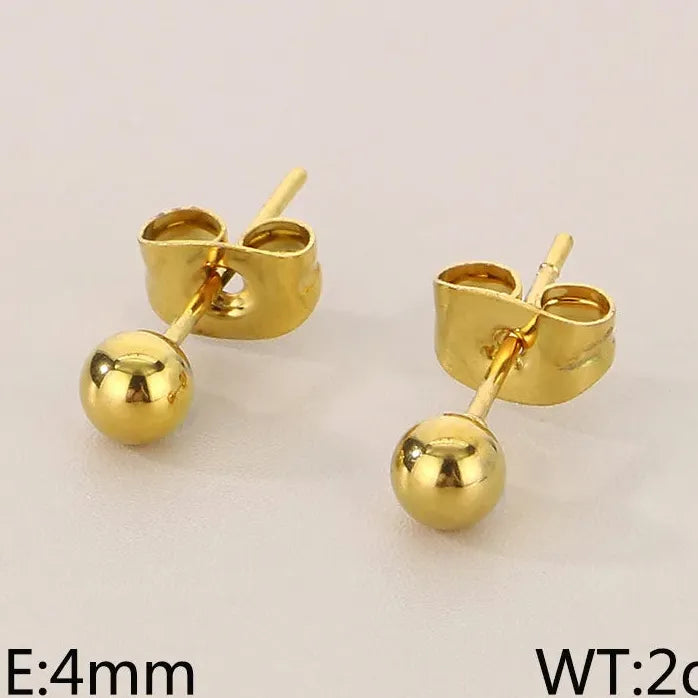 Gold Stainless Steel Hollow Ball Stud Earrings for Women Wedding Jewelry