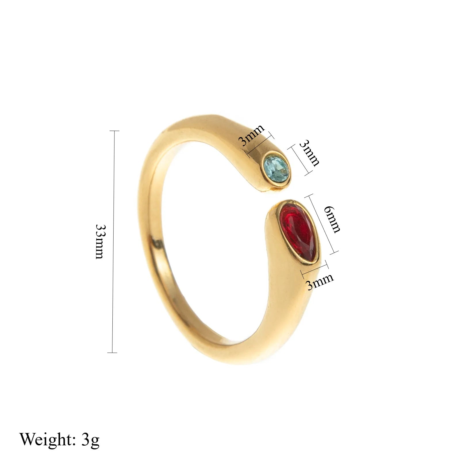 18k Gold Plated Stainless Steel 12 Month Birthstone Water Droplet Zircon Ring