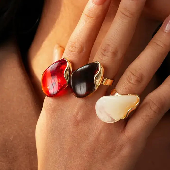 Bohemian Irregular Geometric Adjustable Mood Tracker Ring for Women Men