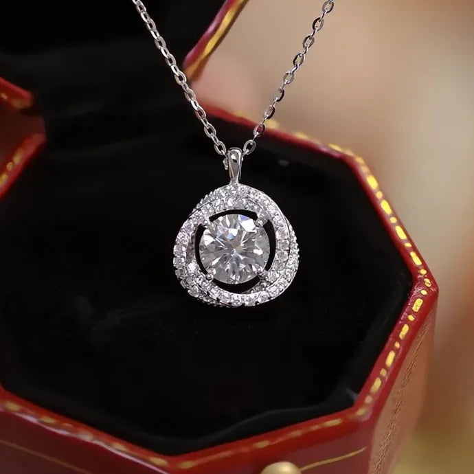 Sparkling CZ Geometric Pendant Necklace Brass Luxury Wedding Jewelry