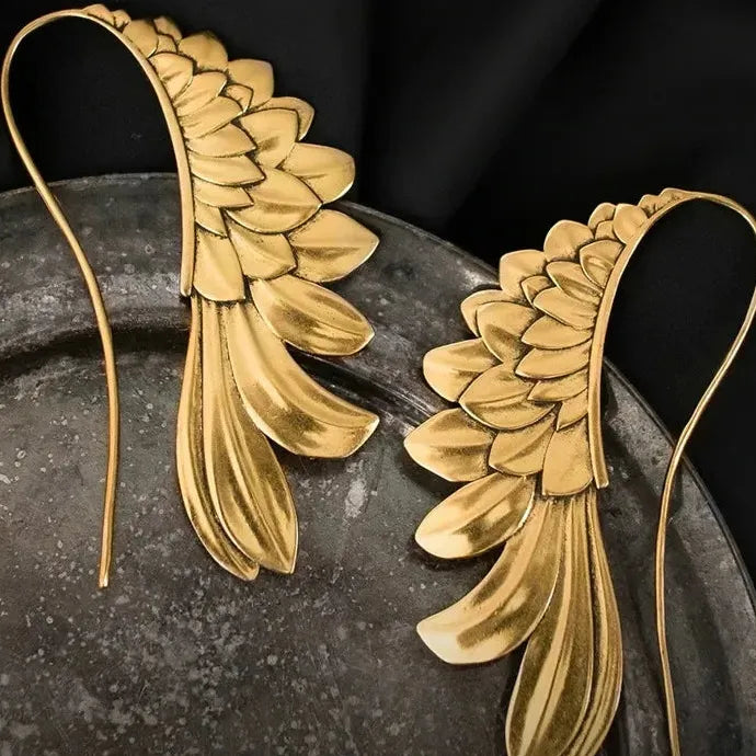 Vintage Angel Wings Zinc Alloy Feather Dangle Earrings for Women Gift