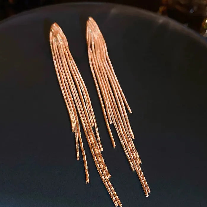 Chain Tassel Long Earrings for Women Geometric Statement Fashion Jewelry