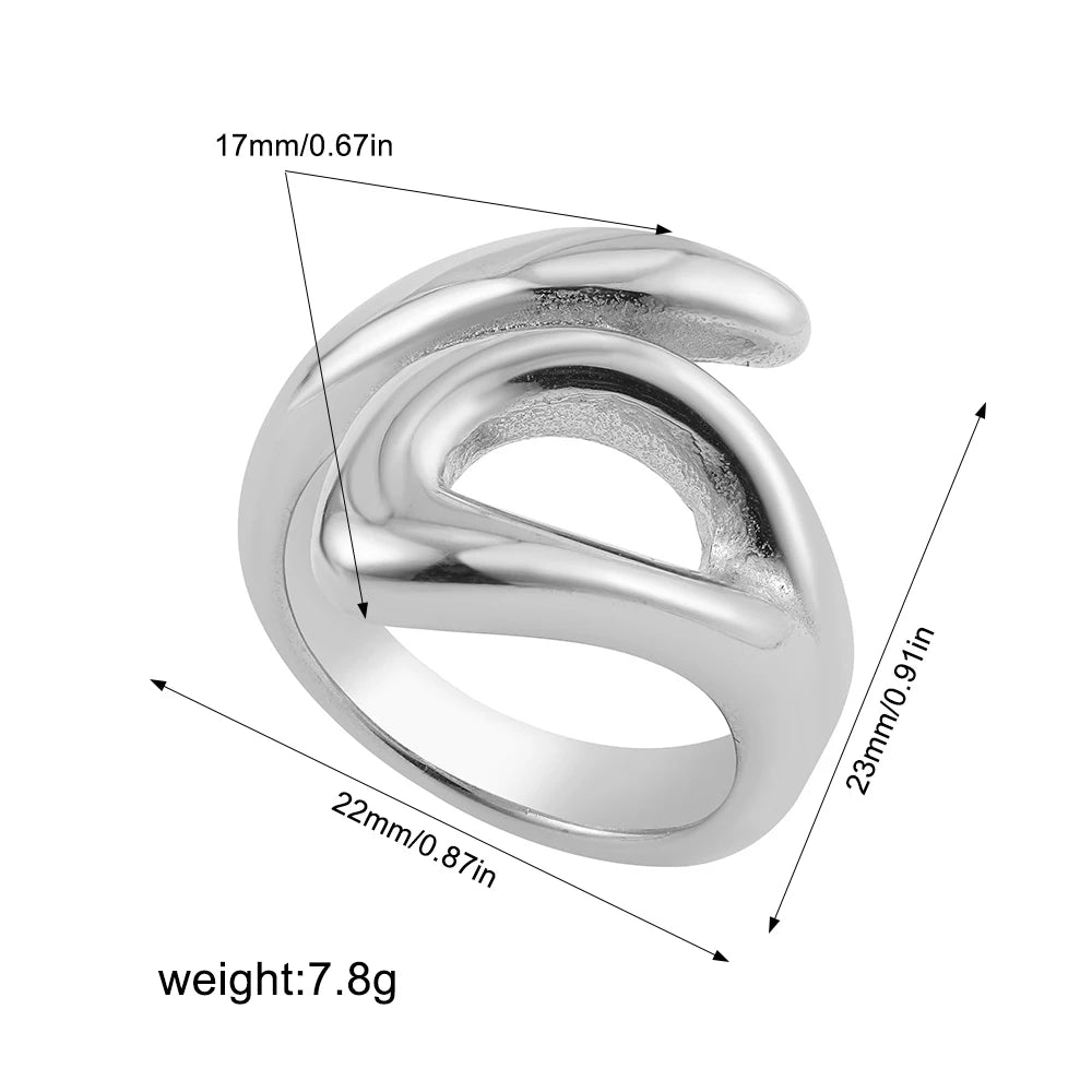 Silver Color Copper Geometric Hammered Dome Chunky Knuckle Ring for Women