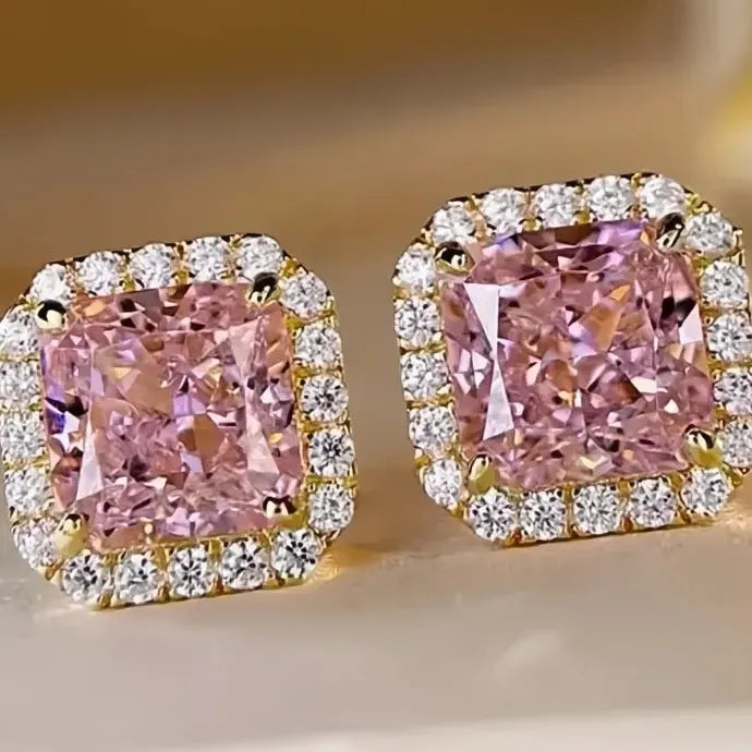 Elegant Women’s Geometric Copper Alloy Cubic Zirconia Stud Earrings