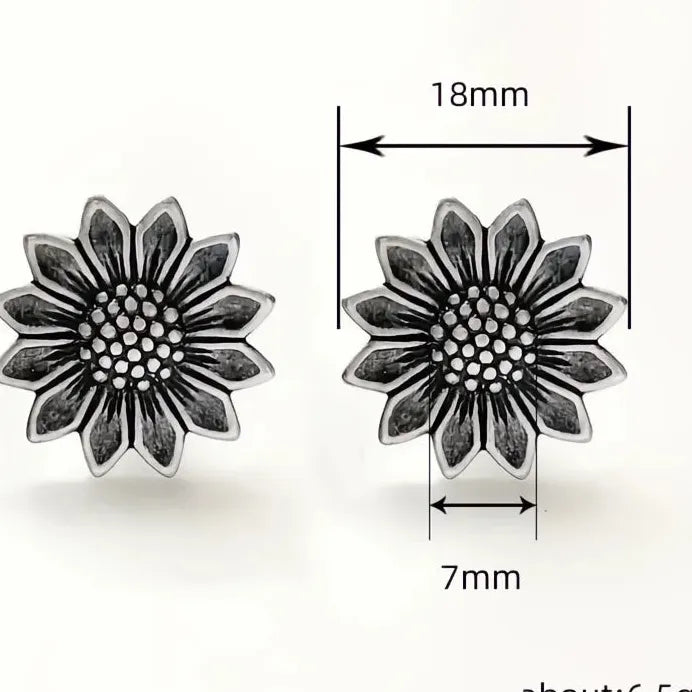Vintage Sunflower Zinc Alloy Women’s Nature-Inspired Stud Earrings