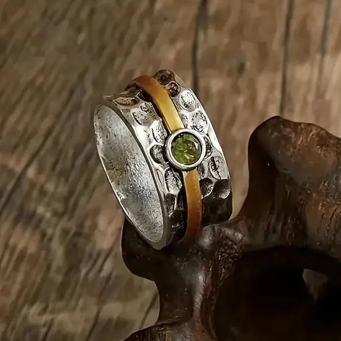 Green Rhinestone Zinc Alloy Ring Vintage Fashion Engagement Unisex