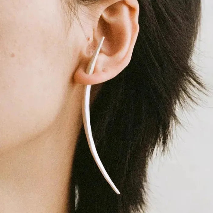 Unisex Curved Moon Geometric Copper Stud Earrings Vintage Urban Jewelry