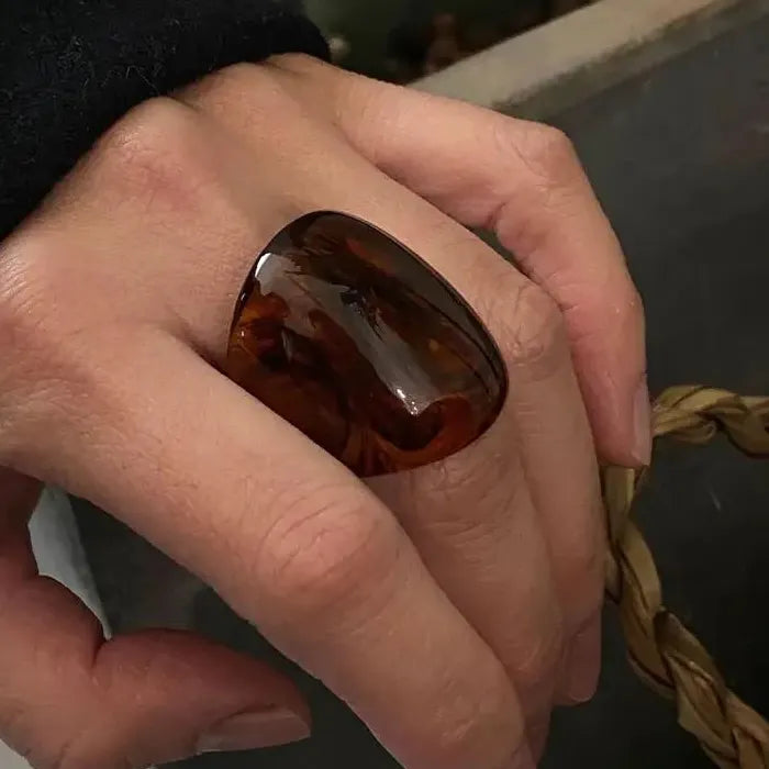 2025 Vintage Brown Geometric Cocktail Ring for Women Gift Trendy Statement
