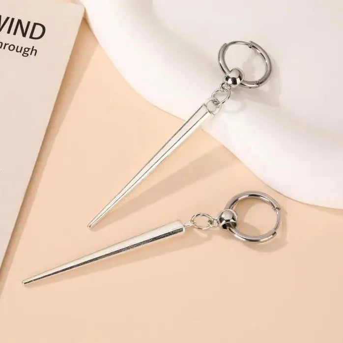 Gothic Cone Drop Earrings for Women Silver Party Jewelry Hip Hop Rock
