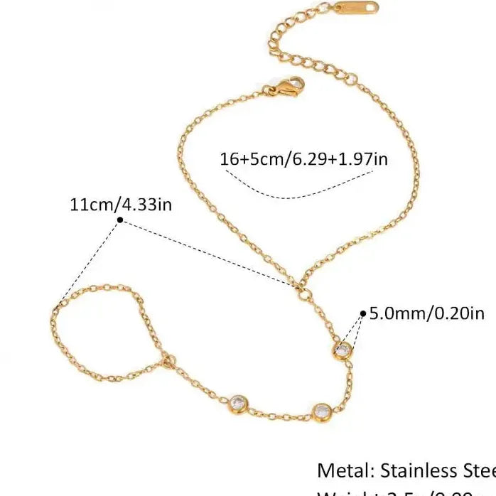 Dainty Adjustable Zircon Chain Bracelet for Women Gold Silver Jewelry Gift