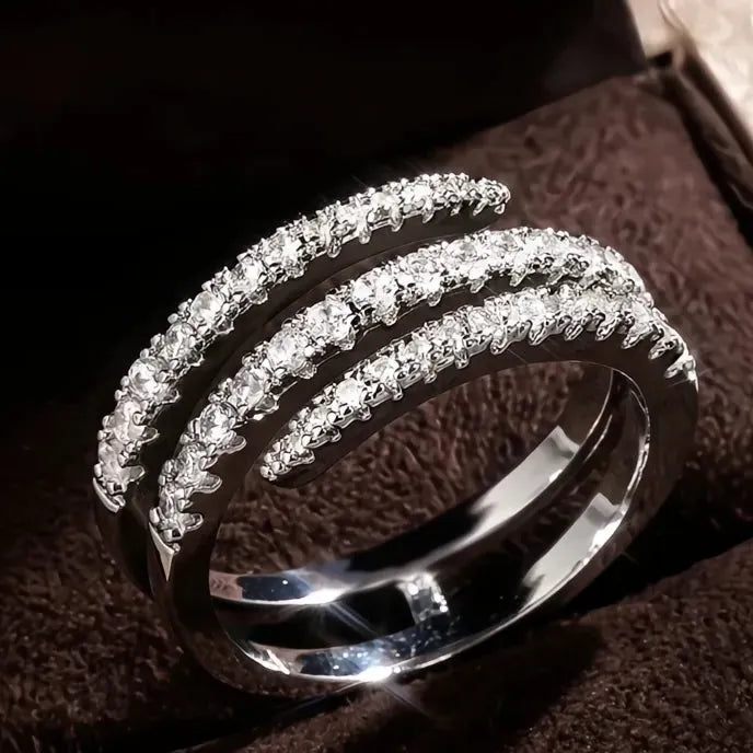 Fashion Geometric Cubic Zirconia Bridal Wedding Ring for Women Brass Jewelry