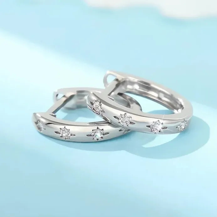 Star Hoop Earrings for Women with Sparkling Cubic Zirconia Jewelry