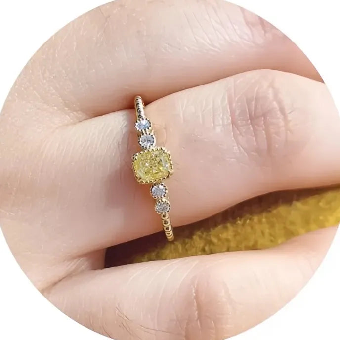 Geometric Yellow Cubic Zirconia Brass Women’s Ring Wedding Anniversary Jewelry