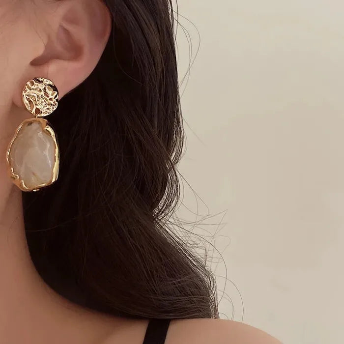 Korea 2026 Geometry Animal Zinc Alloy Resin Stud Earrings for Women Gift