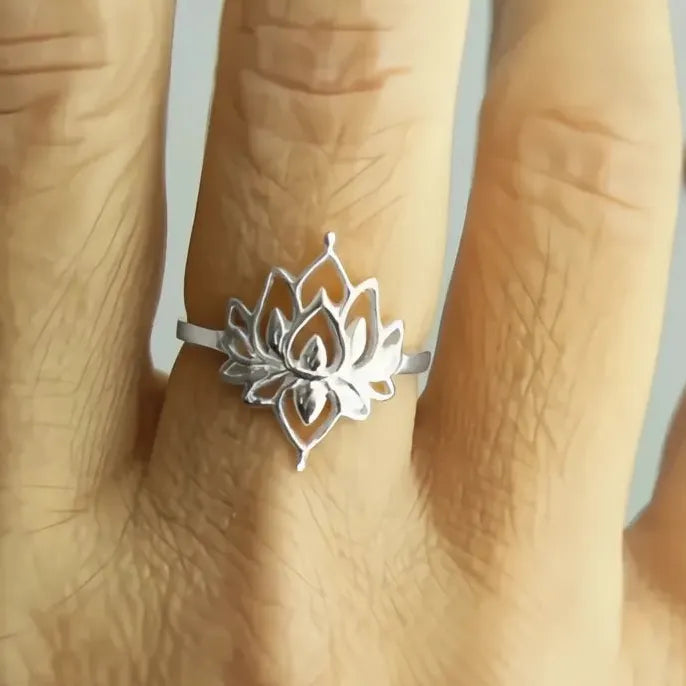 Romantic Lotus Flower Women’s Wedding Ring Brass Gold & Silver Color Jewelry