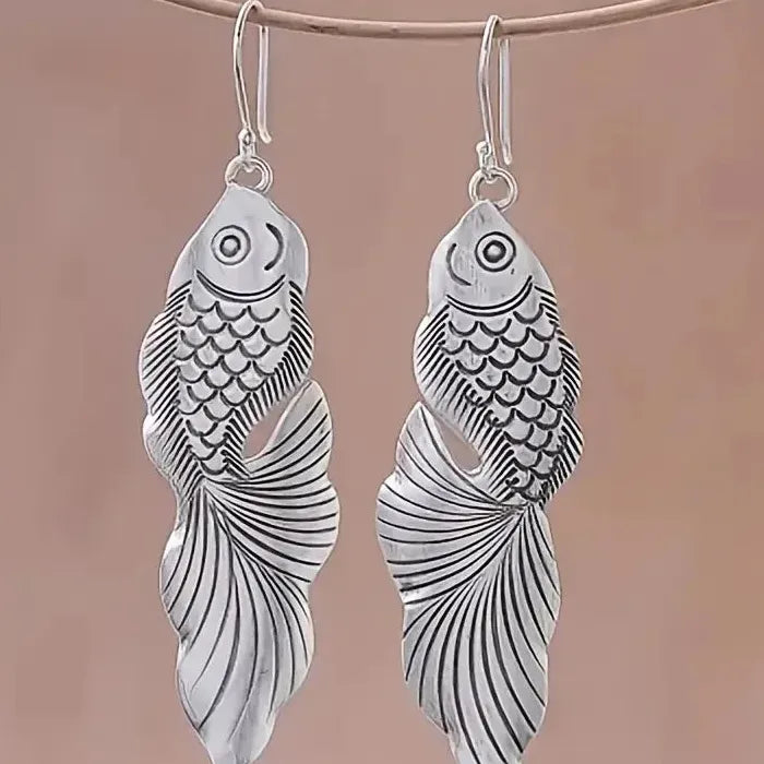 Retro Exaggerated Women's Goldfish Earrings Zinc Alloy Drop Jewelry Gift