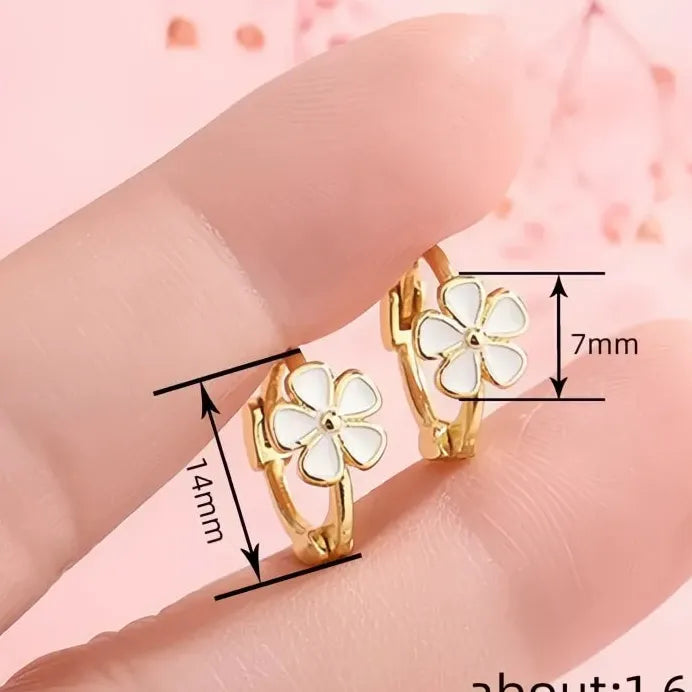 White Flower Hoop Earrings for Women Copper Alloy Wedding Jewelry