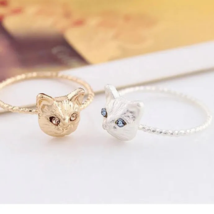 Animal Finger Ring for Women Zinc Alloy Cat Design Anniversary Jewelry