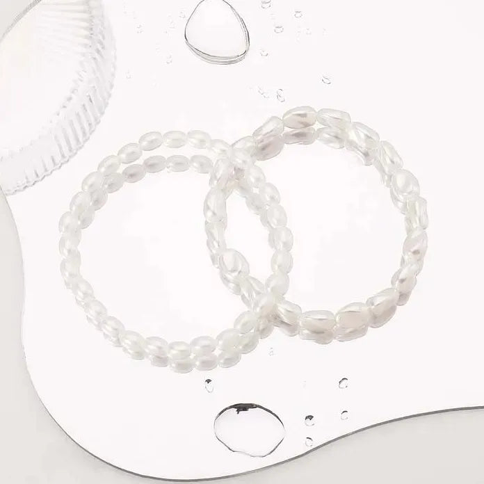 Vintage White Imitation Pearl Double Layer Elastic Choker Necklace Women Wedding Jewelry