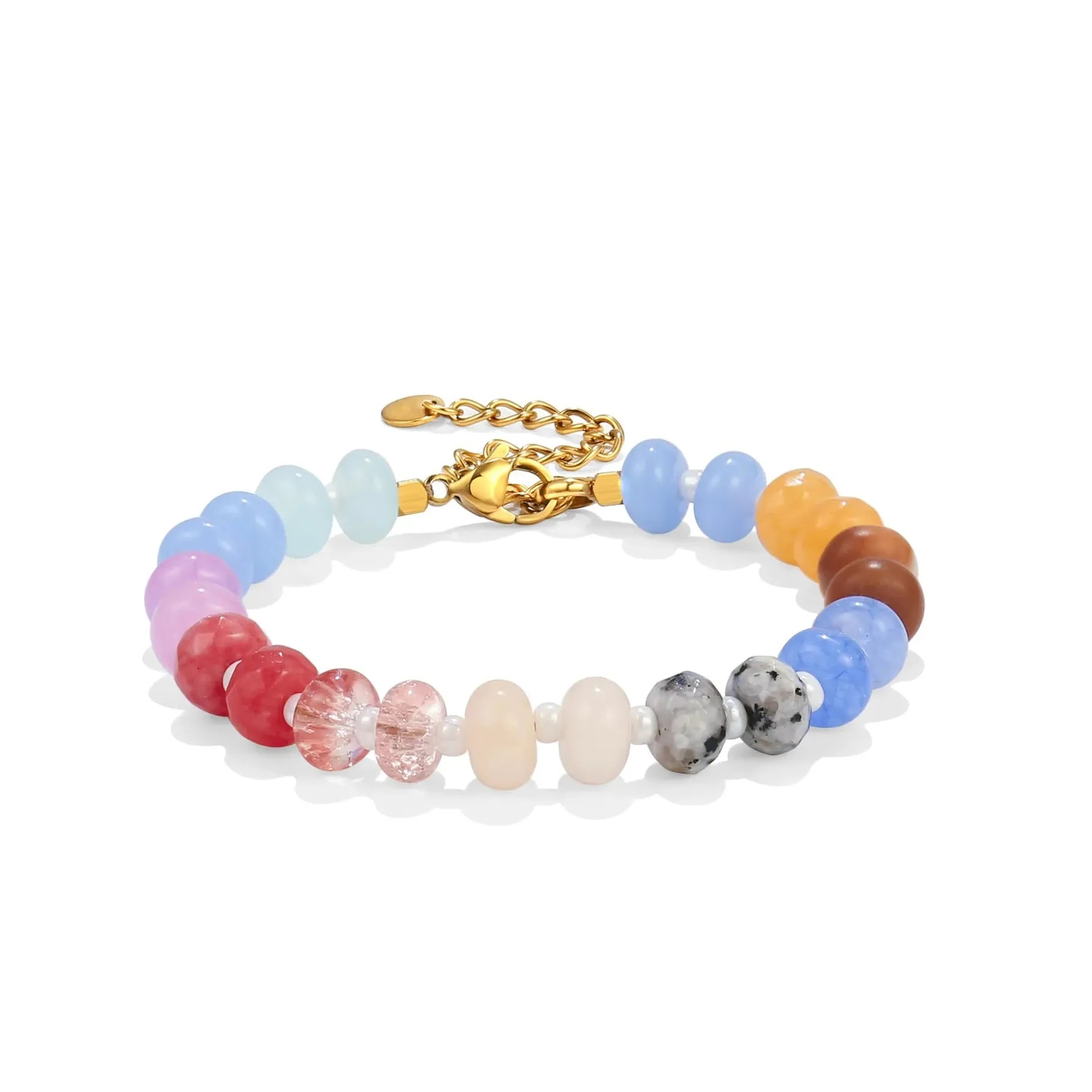 Summer Candy Color Natural Stone Bracelet Women Stainless Steel Waterproof Handmade Jewelry Gift
