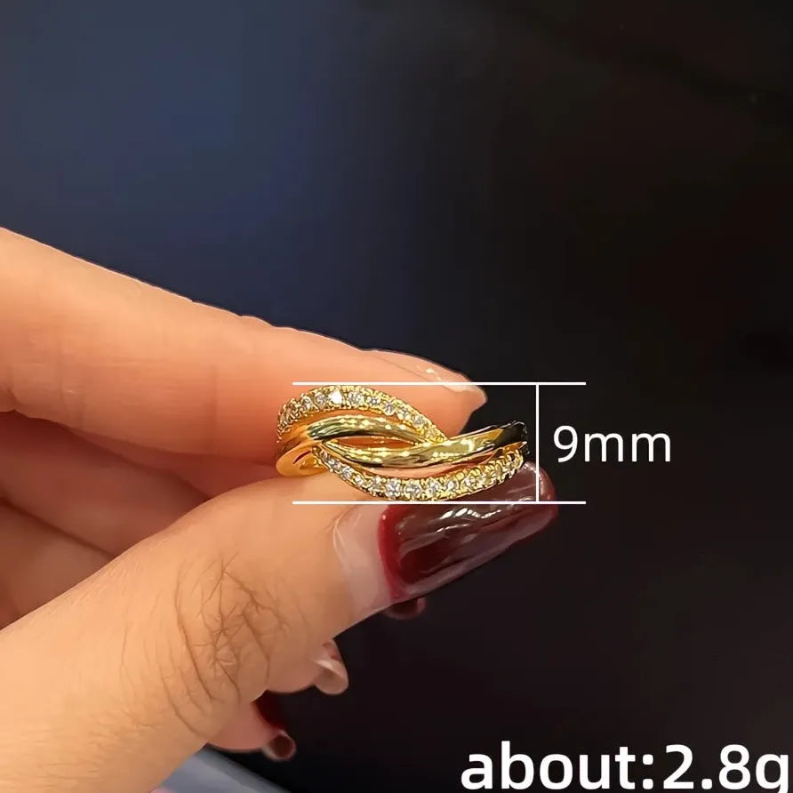 Elegant Women’s Gold Cubic Zirconia Wedding Engagement Ring Trendy Design