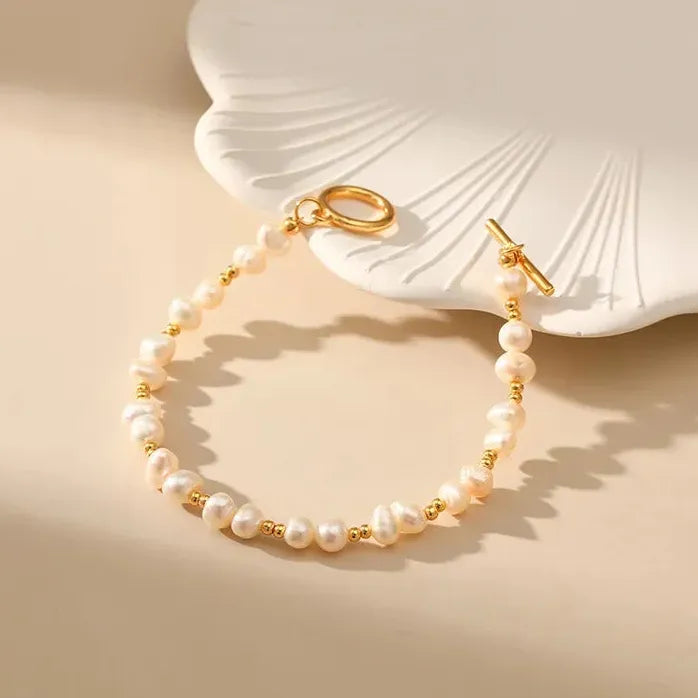 Bohemian Freshwater Pearl Bracelet for Women Girls Copper Bangle Charm
