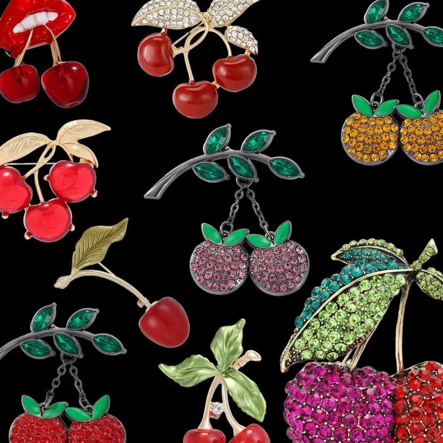 Classic Cherry Fruit Brooch for Men and Women Elegant Gift Accessory