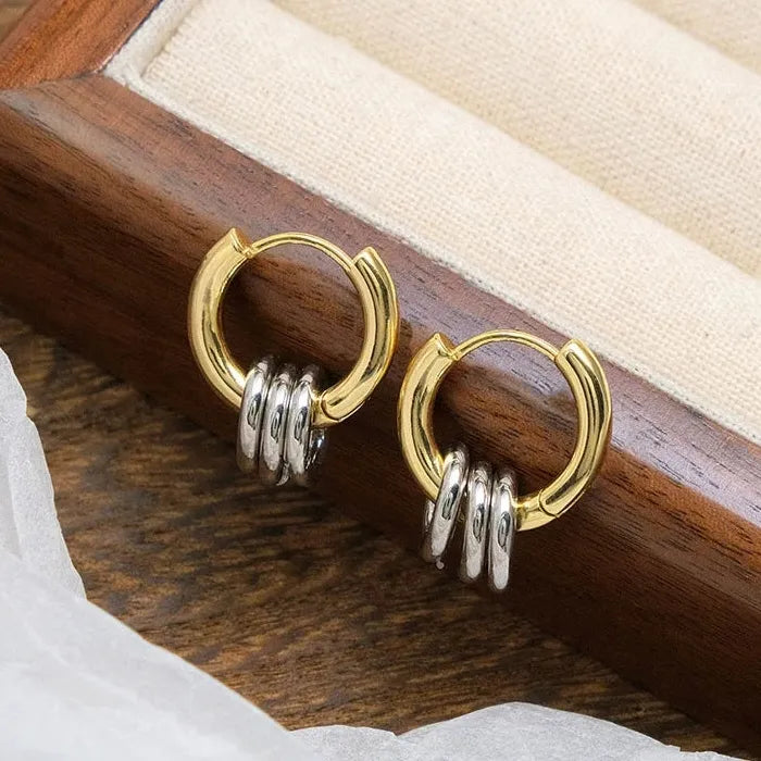 Stainless Steel Retro Large & Small Hoop Earrings for Women