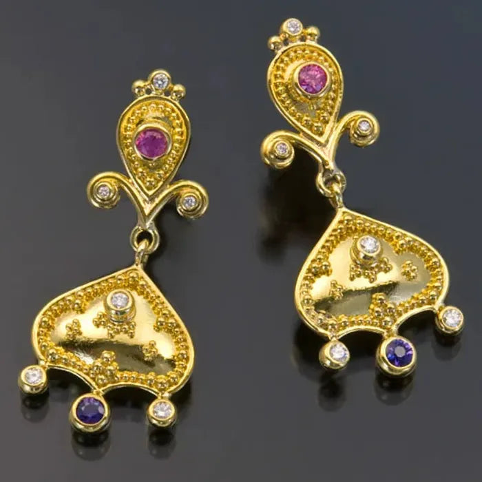 Gold-Plated Classic Metal Zircon Inlaid Women's Dangle Earrings Zinc Alloy