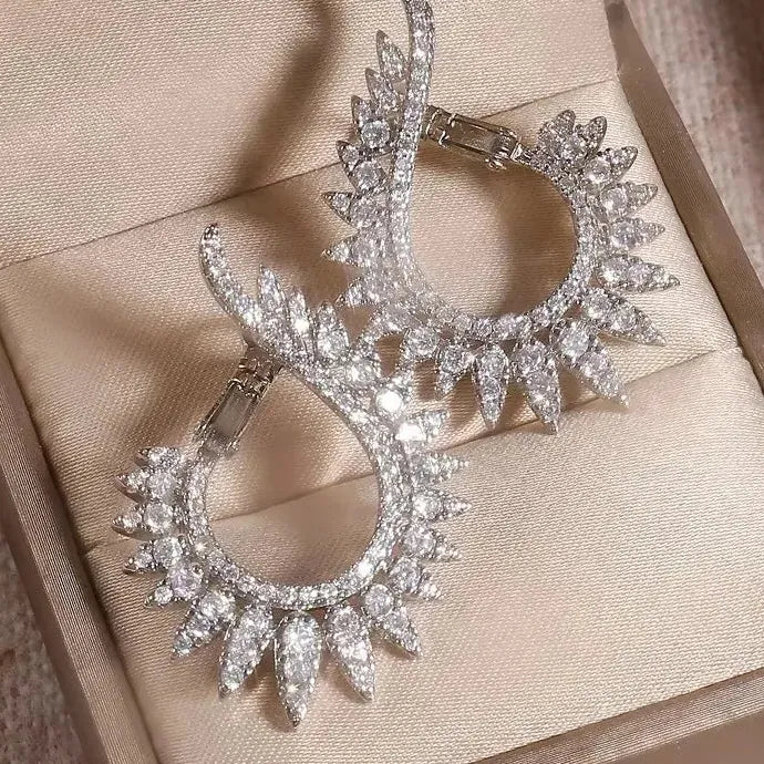 Elegant Star Cubic Zirconia Copper Earrings for Women Party Wedding Jewelry