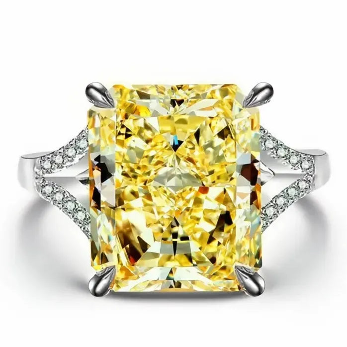 Women’s Yellow Square Cubic Zirconia Brass Geometric Wedding Ring Gift