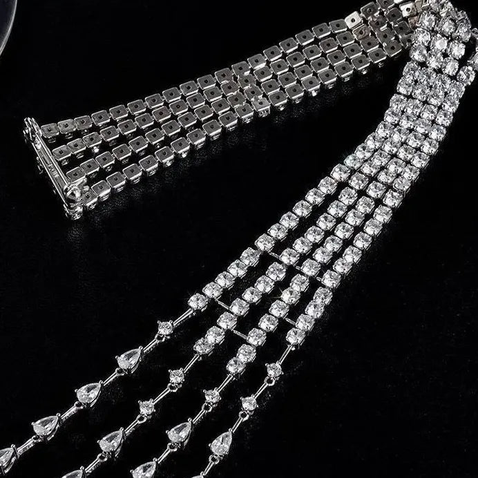 Luxury Crystal Geometric Meteor Tassel Brooch Zinc Alloy for Women Gift