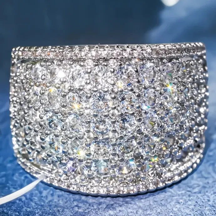 Women’s Brass Cubic Zirconia Geometric Ring for Wedding Party Jewelry