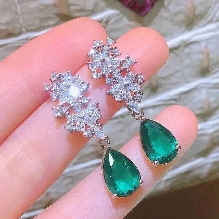 High Quality Copper Cubic Zirconia Water Drop Earrings for Women Wedding Jewelry