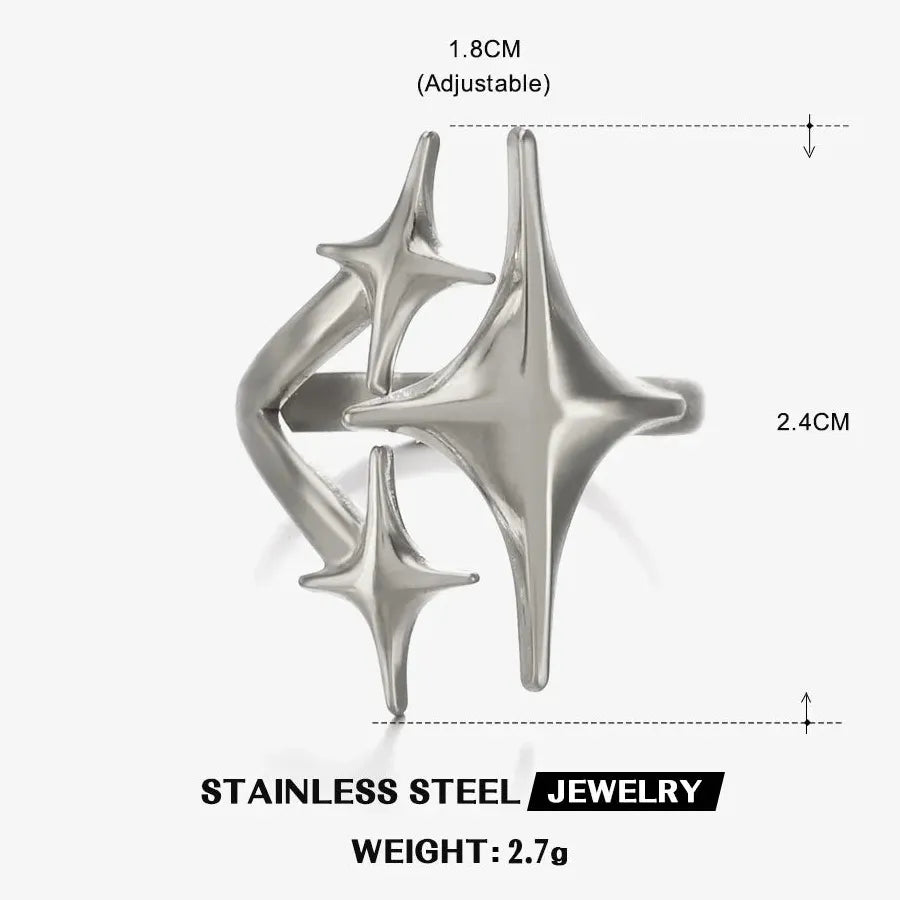 18K Gold Plated Stainless Steel Women's Vintage Geometric Cocktail Ring Jewelry
