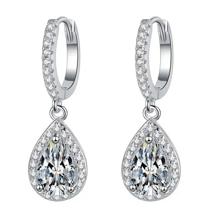 Geometric Cubic Zirconia Drop Earrings Sparkling Wedding Jewelry Accessory