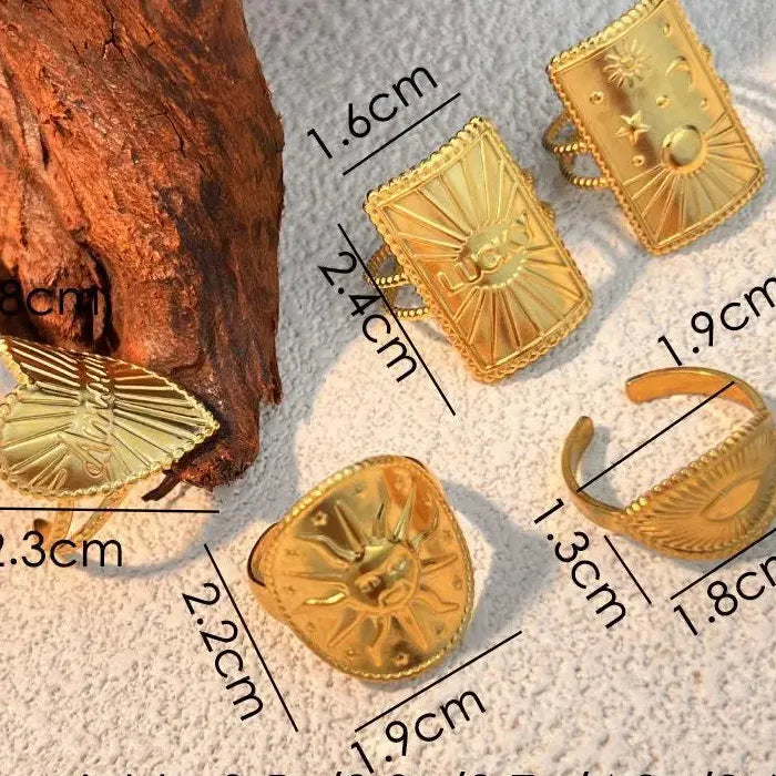 18K Gold Color Stainless Steel Heart Ring Wedding Couple Jewelry Gift