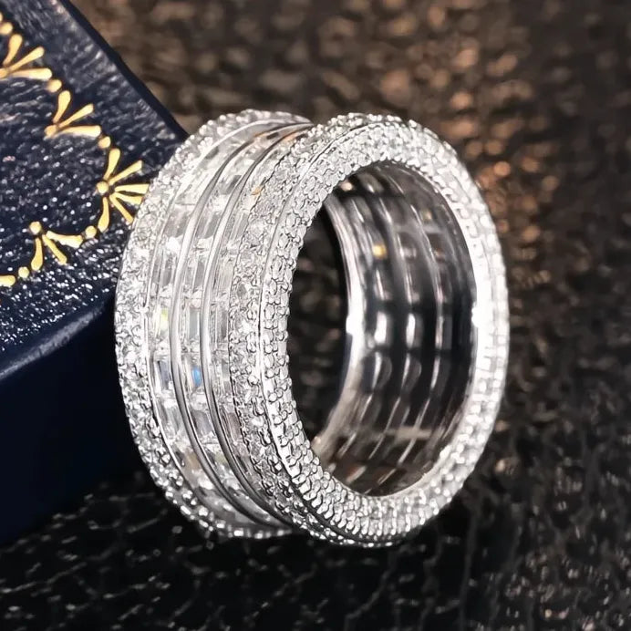 Opulent Wide Women’s Rings Luxury Cubic Zirconia Engagement Jewelry Shiny
