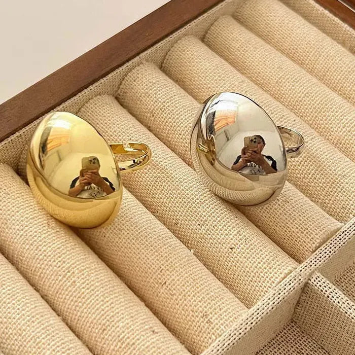 Adjustable Ball Shape Ring for Women Men Gold Silver Fashion Jewelry