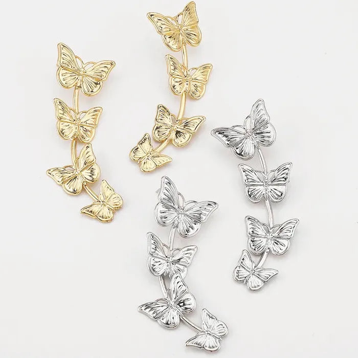 Vintage Zinc Alloy Butterfly Tassel Dangle Earrings for Women