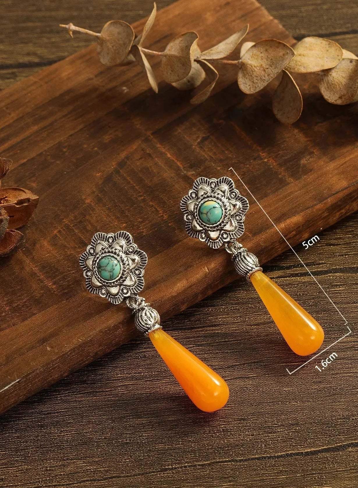 Vintage Bohemian Zinc Alloy Teardrop Earrings Colorful Long Pendant Gift