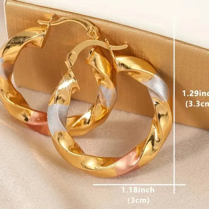 Simple Exquisite Gold Hoop Earrings Zinc Alloy Jewelry for Women Hot Sale