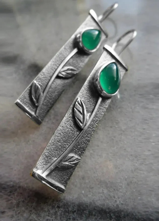 Green Crystal Ethnic Style Bridal Drop Earrings Zinc Alloy Women's Jewelry