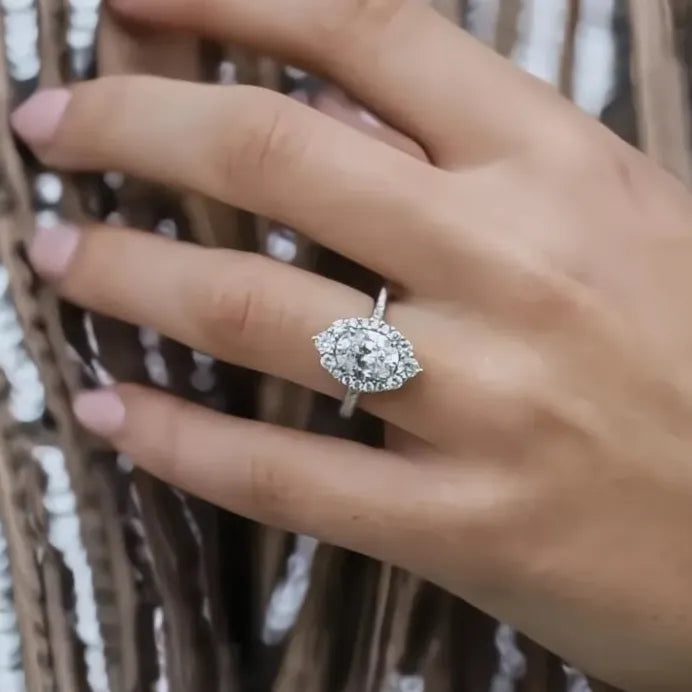 Women's Geometric Silver Wedding Band with Cubic Zirconia Accents