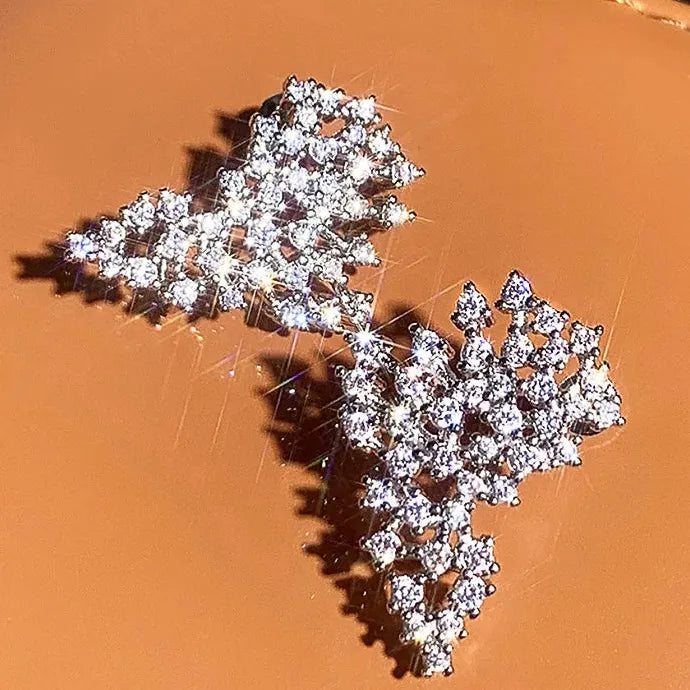 Women's Copper Cubic Zirconia Stud Earrings Sparkling Party Jewelry