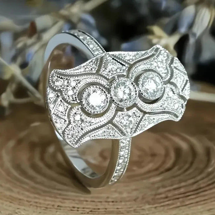 Temperament Women's Cubic Zirconia Geometric Party Ring for Anniversary